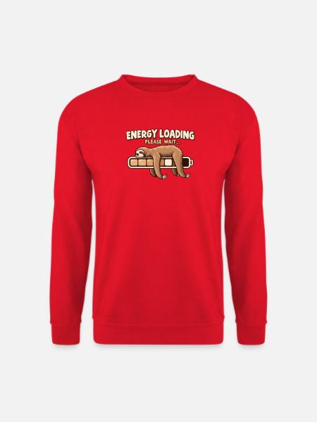 Energy Loading – Lustiges Faultier Akku Design - Unisex Pullover - Rot