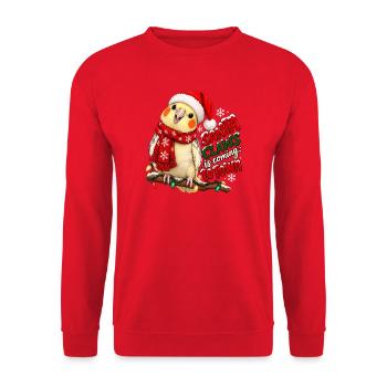 Süßer lustiger Nymphensittich Weihnachten - Unisex Pullover - Rot - Vorne - Alina (178cm) & Michal (187cm)