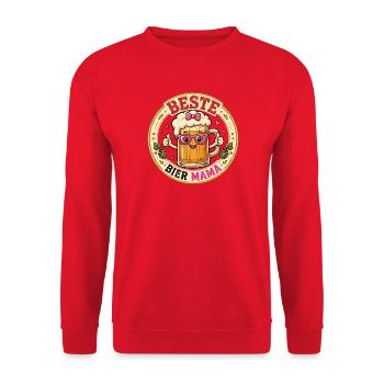 Beste Bier Mama Lustiges Bier Geschenk für Frauen - Unisex Pullover - Rot - Vorne - Alina (178cm) & Michal (187cm)
