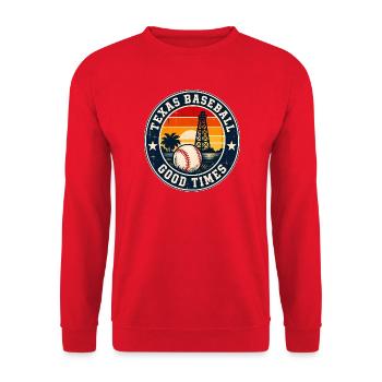 Texas Baseball Good Times Retro - Unisex Pullover - Rot - Vorne - Alina (178cm) & Michal (187cm)