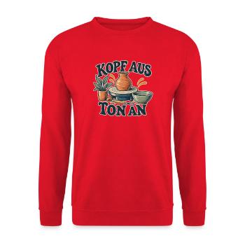 Kopf Aus Ton An - Unisex Pullover - Rot - Vorne - Alina (178cm) & Michal (187cm)