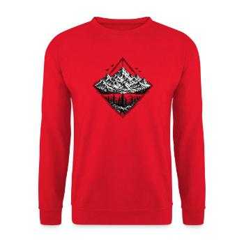 Mountain Soul – Berge, Wald & Natur in Schwarz-Wei - Unisex Pullover - Rot - Vorne - Alina (178cm) & Michal (187cm)