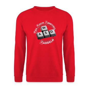  SINNVOLL DADDELN Gamer PC games gaming Konsolen - Unisex Pullover - Rot - Vorne - Alina (178cm) & Michal (187cm)