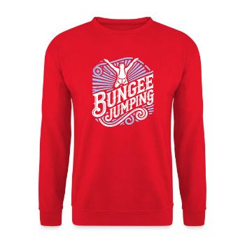  Bungee Jumper Geschenkidee, Bungy Jumps, Bungee - Unisex Pullover - Rot - Vorne - Alina (178cm) & Michal (187cm)