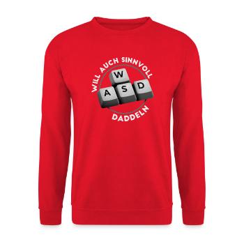  SINNVOLL DADDELN Gamer PC games gaming Konsolen - Unisex Pullover - Rot - Vorne - Alina (178cm) & Michal (187cm)