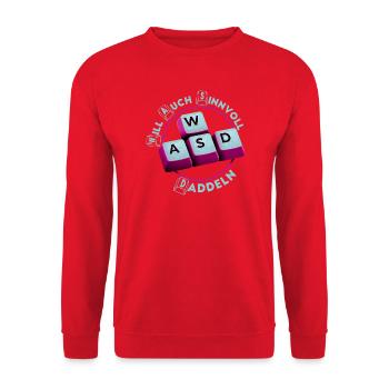  SINNVOLL DADDELN Gamer PC games gaming Konsolen - Unisex Pullover - Rot - Vorne - Alina (178cm) & Michal (187cm)