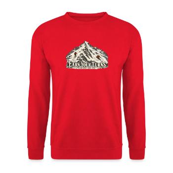 Earn Your Turns – Skitour & Powder - Unisex Pullover - Rot - Vorne - Alina (178cm) & Michal (187cm)