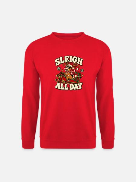 Rentier Sleigh All Day Weihnachtsedition - Unisex Pullover - Rot