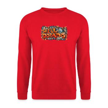 Hell Dorado Graffiti Skater Style - Unisex Pullover - Rot - Vorne - Alina (178cm) & Michal (187cm)