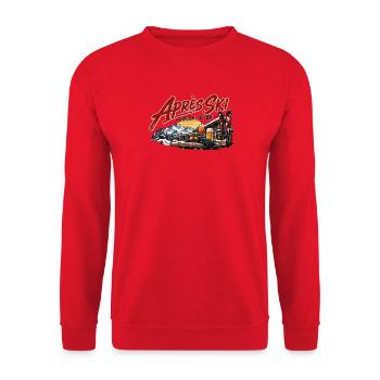 Après Ski Social Club – Vintage Ski Party - Unisex Pullover - Rot - Vorne - Alina (178cm) & Michal (187cm)