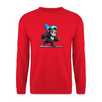 Gorilla Ski Urlaub Wintersport Skifahrer - Unisex Pullover - Rot - Vorne - Alina (178cm) & Michal (187cm)