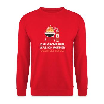 Ich löschte nur, was ich vorher gegrillt habe - Unisex Pullover - Rot - Vorne - Alina (178cm) & Michal (187cm)