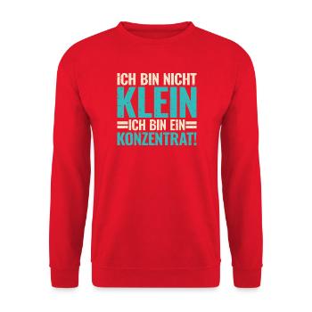 Ich Bin Nicht Klein Konzentrat Lustiger Spruch - Unisex Pullover - Rot - Vorne - Alina (178cm) & Michal (187cm)