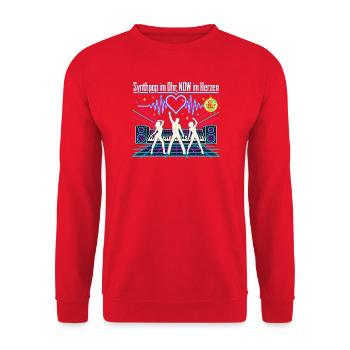 Synthpop Fan NDW 80er Musik Nostalgie - Unisex Pullover - Rot - Vorne - Alina (178cm) & Michal (187cm)