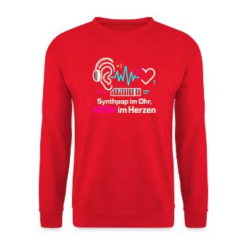 Synthpop Fan Neue Deutsche Welle 80er Musik - Unisex Pullover - Rot - Vorne - Alina (178cm) & Michal (187cm)