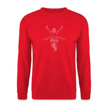 Rennrad Zielleinlauf Ziel Sieg Line Art T-Shirt - Unisex Pullover - Rot - Vorne - Alina (178cm) & Michal (187cm)