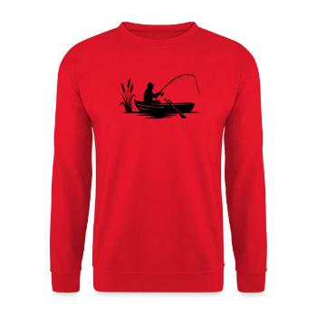 Angler Boot Natur Silhouette - Unisex Pullover - Rot - Vorne - Alina (178cm) & Michal (187cm)
