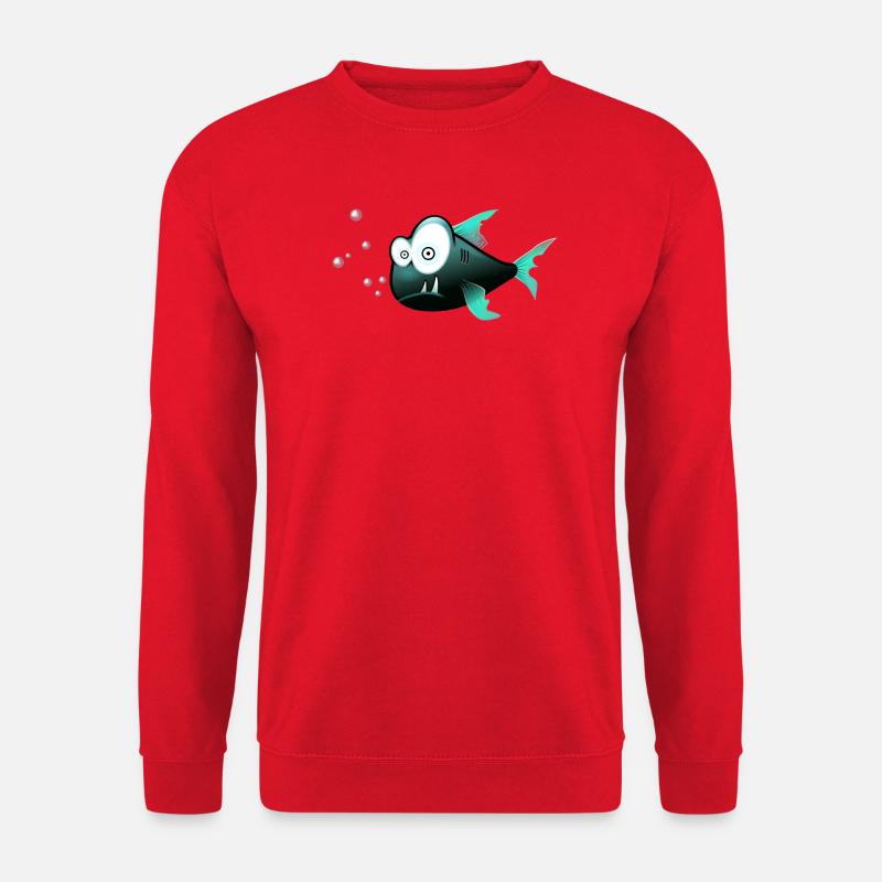 Fisch mit Zähnen Comic Hai - Unisex Pullover - Rot