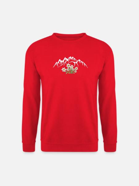 Alpen Edelweiß vor Berggruppe - Unisex Pullover - Rot