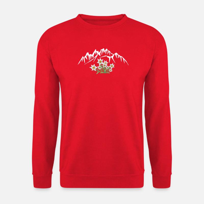 Alpen Edelweiss devant le groupe de montagnes - Sweat-shirt Unisexe - rouge
