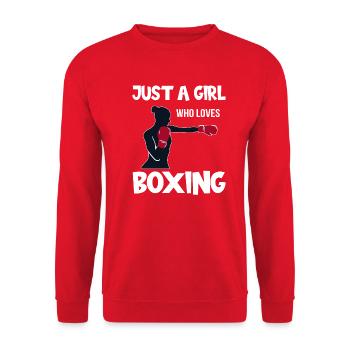 Just a girl who loves boxing boxer boxing saying - Unisex Sweatshirt - red - Front - Alina (178cm) & Michal (187cm)