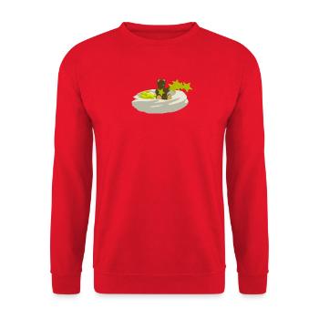 Bär auf Wolke mit Sternen - Unisex Pullover - Rot - Vorne - Alina (178cm) & Michal (187cm)