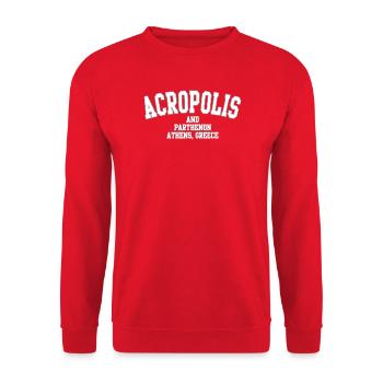 Acropole, Parthénon, Athènes Patrimoine - Sweat-shirt Unisexe - rouge - Devant - Alina (178cm) & Michal (187cm)