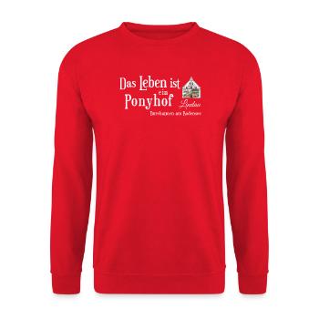 Lindau, Bodensee, Leben ist ein Ponyhof, Zeichnung - Unisex Pullover - Rot - Vorne - Alina (178cm) & Michal (187cm)