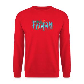 Happy Friday Fun Citation Positive Vibes Design - Sweat-shirt Unisexe - rouge - Devant - Alina (178cm) & Michal (187cm)
