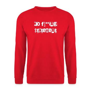 No F***ing Statement Distressed Typo - Unisex Pullover - Rot - Vorne - Alina (178cm) & Michal (187cm)