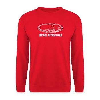 Opas Strecke Modelleisenbahn Dampflok T-Shirt - Unisex Pullover - Rot - Vorne - Alina (178cm) & Michal (187cm)