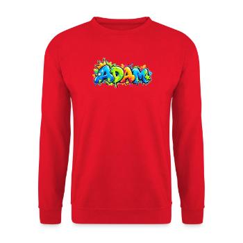 Nennen Sie Adam Graffiti Fluo: das Geschenk, das umhaut! - Unisex Pullover - Rot - Vorne - Alina (178cm) & Michal (187cm)