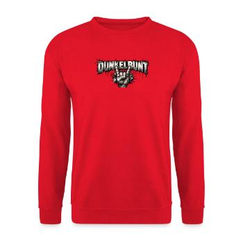 Dunkelbunt Rock Hand Banner - Unisex Pullover - Rot - Vorne - Alina (178cm) & Michal (187cm)