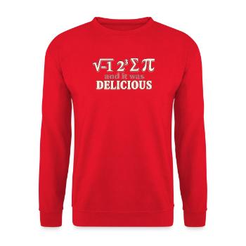 Mathemenü mit Pi und Summenzeichen - Unisex Pullover - Rot - Vorne - Alina (178cm) & Michal (187cm)