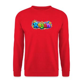Rayan Graffiti Name: 3D Rainbow Crown Bubble Art - Unisex Pullover - Rot - Vorne - Alina (178cm) & Michal (187cm)