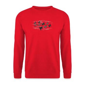 Manta Ray School – Elegant Underwater World - Unisex Sweatshirt - red - Front - Alina (178cm) & Michal (187cm)