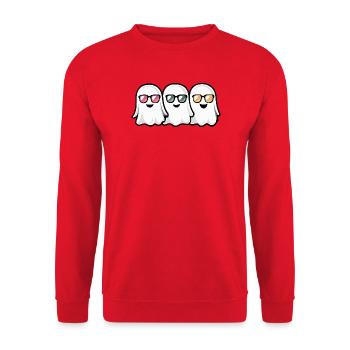 Geister Halloween - Unisex Pullover - Rot - Vorne - Alina (178cm) & Michal (187cm)