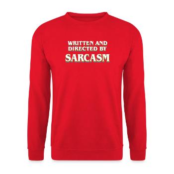 Lustiges sarkastisches Zitat, sorry, Ergebnis, realistischer Pessimi - Unisex Pullover - Rot - Vorne - Alina (178cm) & Michal (187cm)