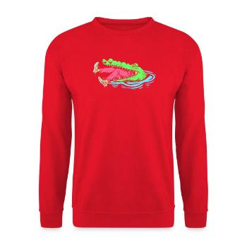 Crocodile Hunting Hunter Hunting - Unisex Sweatshirt - red - Front - Alina (178cm) & Michal (187cm)