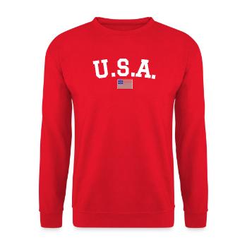 USA Flag Design White - Unisex Sweatshirt - red - Front - Alina (178cm) & Michal (187cm)