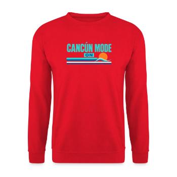 Strandurlaubsgeschenke, Cancun-Modus an, Mexiko-Reise - Unisex Pullover - Rot - Vorne - Alina (178cm) & Michal (187cm)