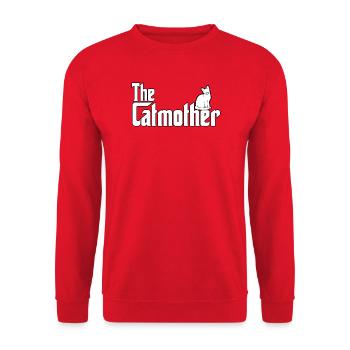 Catmother Katzenmutter Katzenmama Cat Mom - Unisex Pullover - Rot - Vorne - Alina (178cm) & Michal (187cm)