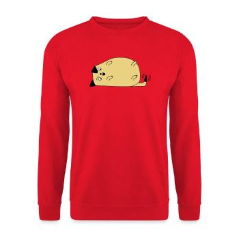 Hund schaut auf den Schwanz - Unisex Pullover - Rot - Vorne - Alina (178cm) & Michal (187cm)