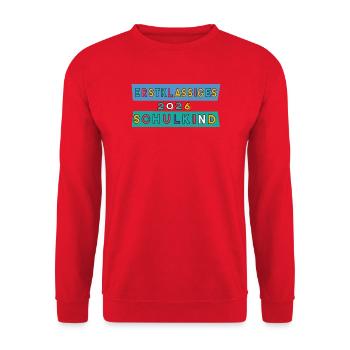 First-class schoolchild 2026 - Unisex Sweatshirt - red - Front - Alina (178cm) & Michal (187cm)