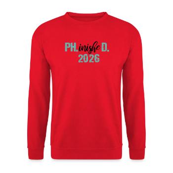 Doctor 2026 Degree Philistine Dissertation PhD - Unisex Sweatshirt - red - Front - Alina (178cm) & Michal (187cm)
