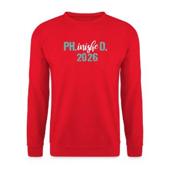 Doctorat 2026 Doctorat philistin Thèse PhD - Sweat-shirt Unisexe - rouge - Devant - Alina (178cm) & Michal (187cm)