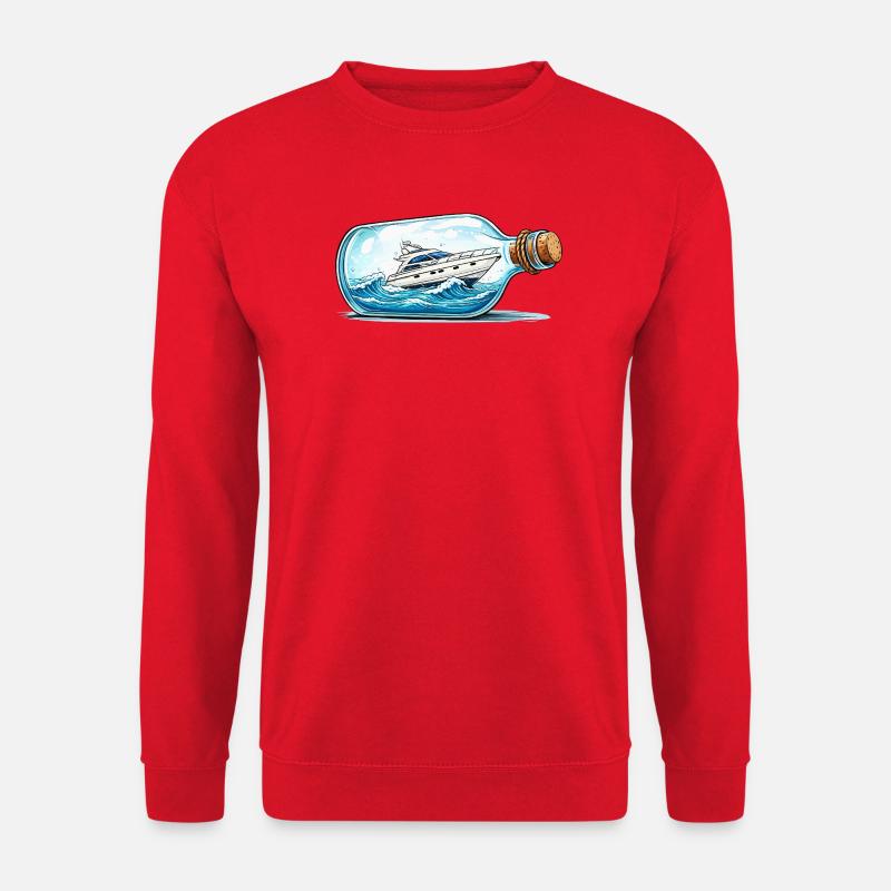 Flaschenboot auf hoher See - Unisex Pullover - Rot