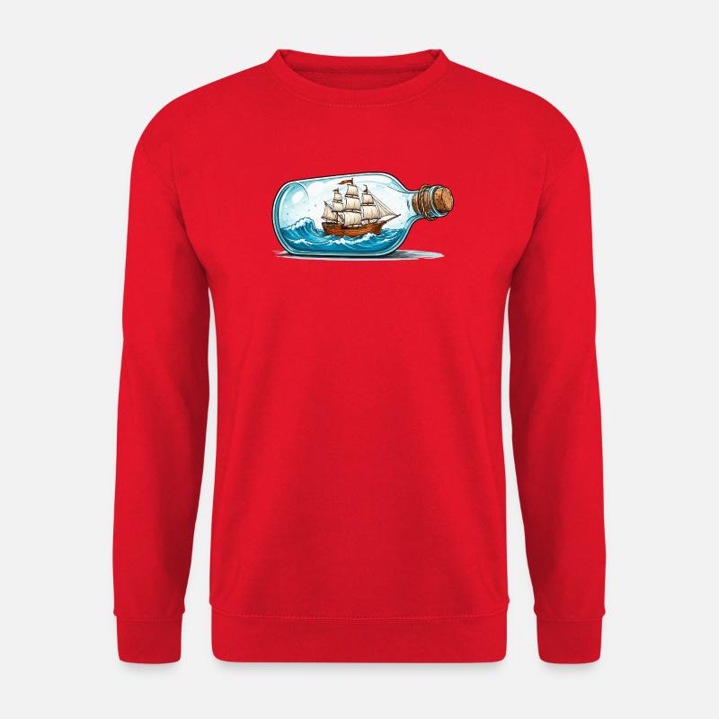 Schiffsmodell in Flasche - Unisex Pullover - Rot