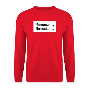 No consent, no content. Against violence against women - Unisex Sweatshirt - red - Front - Alina (178cm) & Michal (187cm)