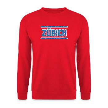 Zürich Schriftzug - Unisex Pullover - Rot - Vorne - Alina (178cm) & Michal (187cm)